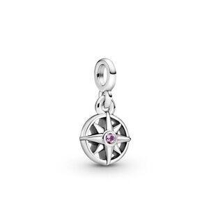 ME Compass Charm with Pink Gem